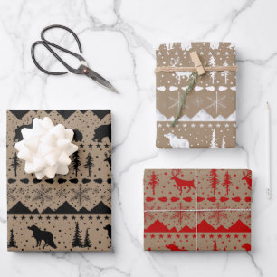 Rustige Noordse winterdieren gemengde kleuren Inpakpapier Vel