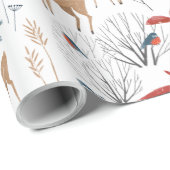 Rustige noordse winterdieren op een sneeuwgebergte cadeaupapier (Rol Hoek)