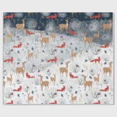 Rustige noordse winterdieren op een sneeuwgebergte cadeaupapier (Vlak)