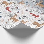 Rustige noordse winterdieren op een sneeuwgebergte cadeaupapier (Hoek)