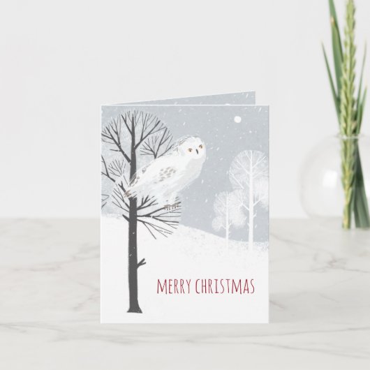 Rustige Noordse Witte Snowy Owl Feestdagen Kaart (Voorkant)