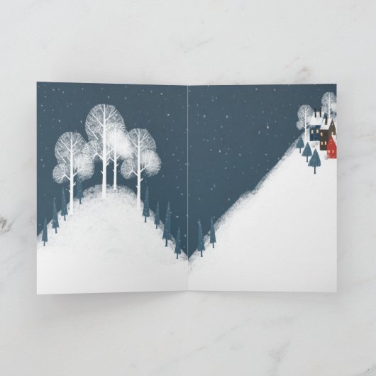 Rustige Nordic Houses Mountain Ski Village Feestdagen Kaart (Binnen)