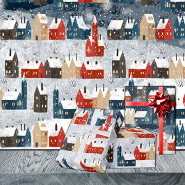 Rustige Nordic Snowy Winter Mountain Village Cadeaupapier