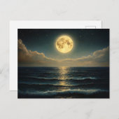 Rustige oceaan onder het volle maanlicht briefkaart (Voorkant / Achterkant)