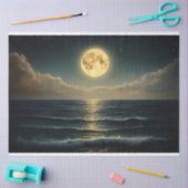 Rustige oceaan onder volle maanlicht ontkoppeling tissuepapier (Craft)