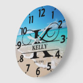 Rustige oceaan strand K monogram Grote Klok (Hoek)
