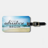 Rustige oceaanstrand Laat het avontuur beginnen Bagagelabel (Voorkant horizontaal)