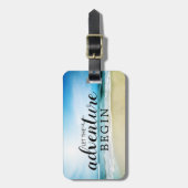 Rustige oceaanstrand Laat het avontuur beginnen Bagagelabel (Voorkant verticaal)