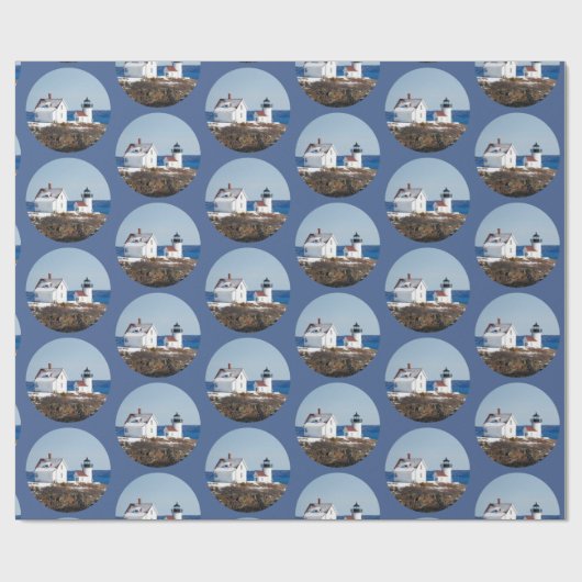 Rustige Ocean Lighthouse Kerstmis Cadeaupapier (Vlak)
