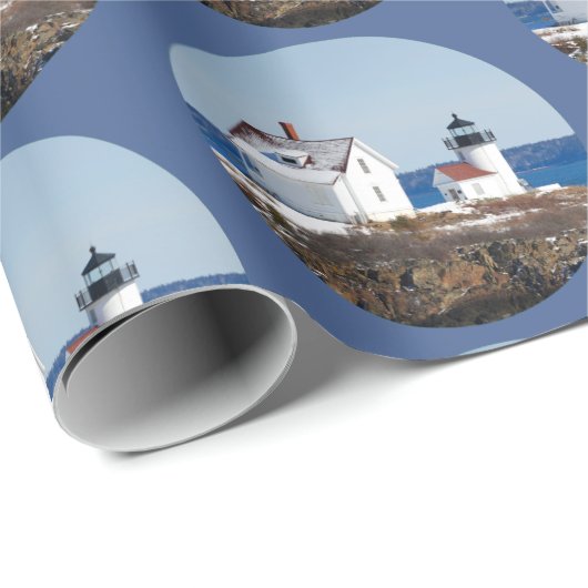 Rustige Ocean Lighthouse Kerstmis Cadeaupapier (Rol Hoek)