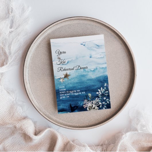 Rustige Ocean Rehearsal Dinner Uitnodiging