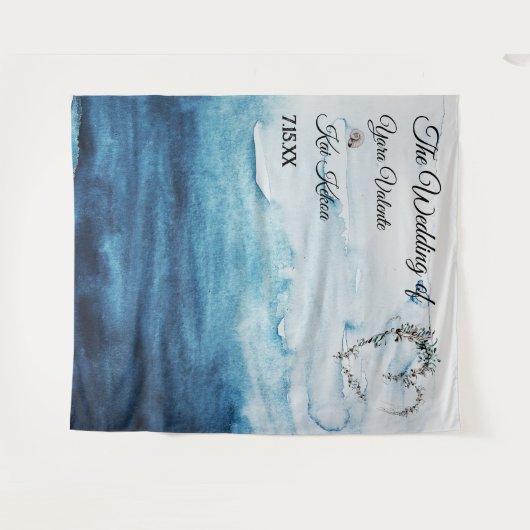 Rustige Ocean Wedding Backdrop Wandkleed (Voorkant (horizontaal))