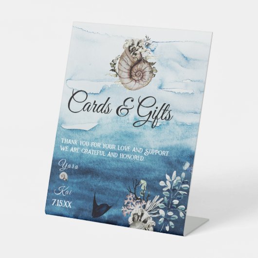 Rustige Ocean Wedding Cards en Gifts Reclamebord Met Voetstuk (Voorkant)