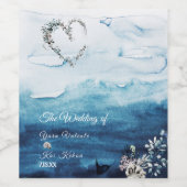 Rustige Ocean Wedding Wine Label Wijn Etiket (Enkel label)