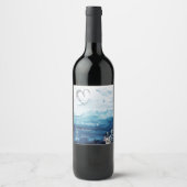 Rustige Ocean Wedding Wine Label Wijn Etiket (Voorkant)