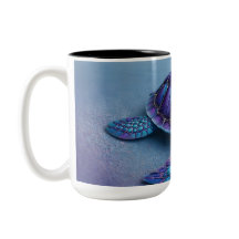Rustige Oceanschildpad Kunst – Blauwe & Paarse Fan