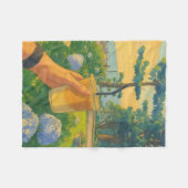 Rustige ochtend met ijskoffie in Blooming Gard Fleece Deken (Voorkant (Horizontaal))
