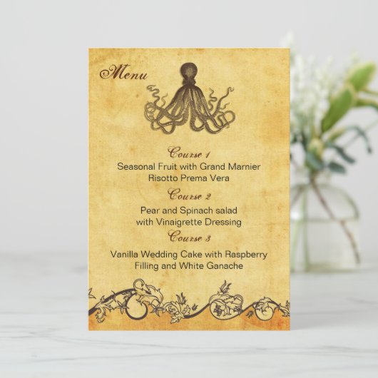 rustige octopus strandtrouwmenukaarten menu (Staand voorkant)