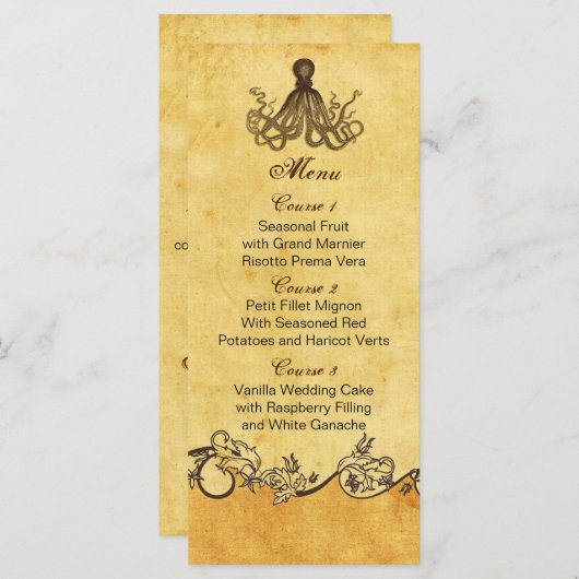 rustige octopus strandtrouwmenukaarten menu (Voorkant / Achterkant)