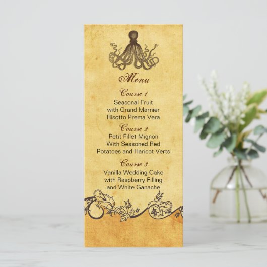 rustige octopus strandtrouwmenukaarten menu (Staand voorkant)