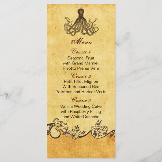 rustige octopus strandtrouwmenukaarten menu (Voorkant)