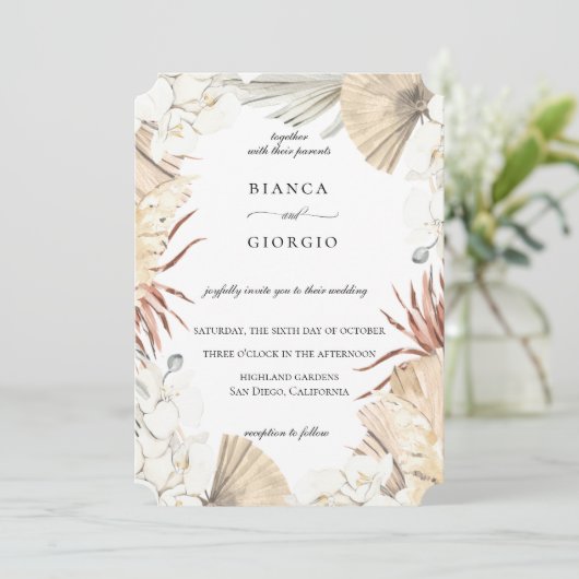 Rustige Oerwoud Foliage Lijst Wedding Uitnodiging (Staand voorkant)