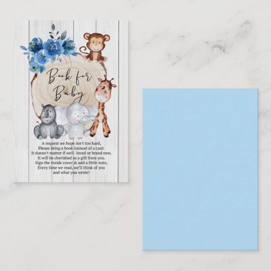 Rustige Oerwouden Blauw Floral Book for Baby Informatiekaartje (Voorkant / Achterkant)