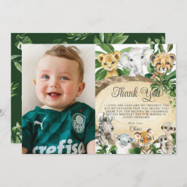 Rustige Oerwouden Rood Greenery Birthday Foto Bedankkaart