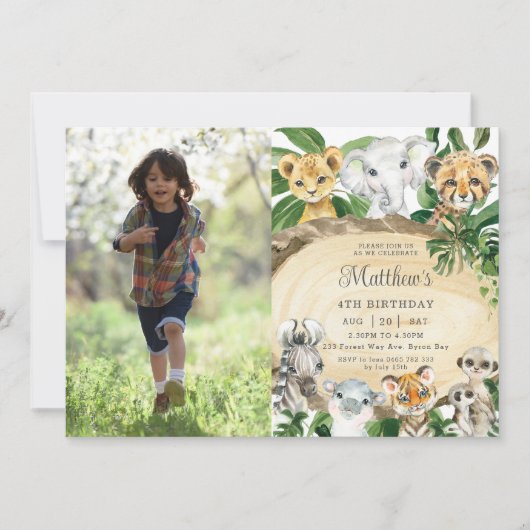 Rustige Oerwouden Rood Greenery Birthday Foto Kaart (Voorkant)