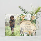 Rustige Oerwouden Rood Greenery Birthday Foto Kaart (Staand voorkant)