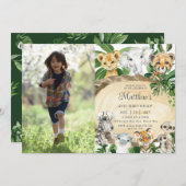 Rustige Oerwouden Rood Greenery Birthday Foto Kaart (Voorkant / Achterkant)