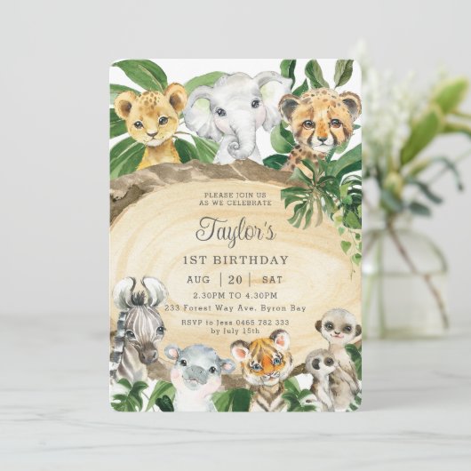 Rustige Oerwouden Rood Greenery Birthday Kaart (Staand voorkant)