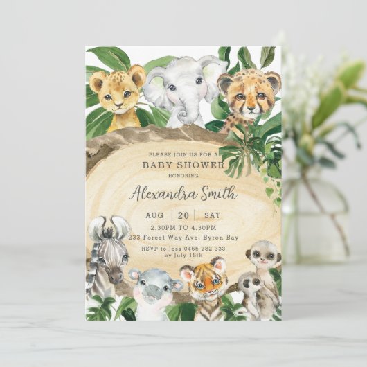 Rustige Oerwouden Roodgroen Baby shower Kaart (Staand voorkant)