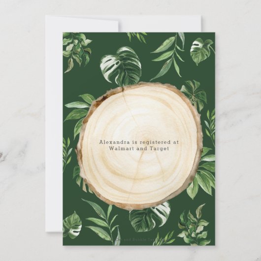 Rustige Oerwouden Roodgroen Baby shower Kaart (Achterkant)