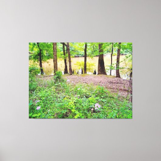 Rustige oever met wilde bloemen canvas afdruk (Voorkant)