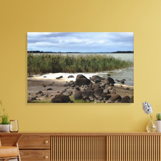 Rustige oevers van Lake Bolac Canvas Afdruk (Insitu (Woonkamer))