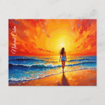 Rustige oeverwandeling zonsondergang oceaan helder