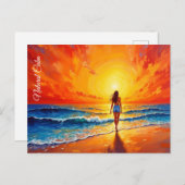 Rustige oeverwandeling zonsondergang oceaan helder briefkaart (Voorkant / Achterkant)