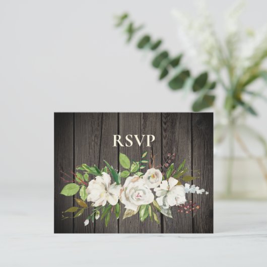 Rustige Old Barn Wood RSVP Uitnodiging Briefkaart (Staand voorkant)
