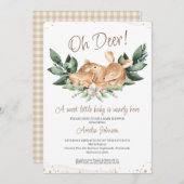 Rustige olievlek Deer Fawn Baby shower Kaart (Voorkant / Achterkant)