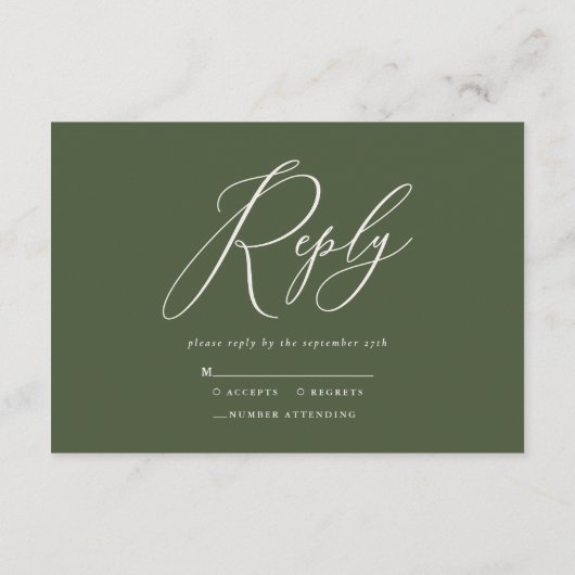 Rustige olievlek Farmhouse Elegant Wedding Details Informatiekaartje (Achterkant)