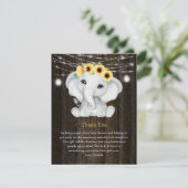 Rustige olifant zonnebloemen Licht Baby shower Kaart (Staand voorkant)