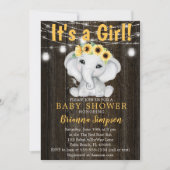 Rustige olifant zonnebloemen Licht Baby shower Kaart (Voorkant)