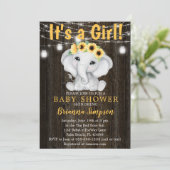 Rustige olifant zonnebloemen Licht Baby shower Kaart (Staand voorkant)