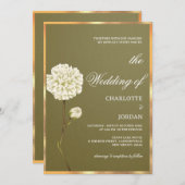 Rustige Olijf Groen en Witte Floral Wedding Kaart (Voorkant / Achterkant)