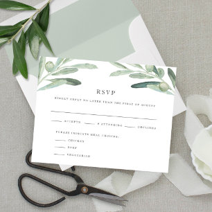 Rustige Olijfbomen Waterverf Wedding RSVP-kaart Kaart
