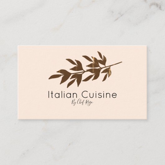 Rustige Olijftak Botanische Italiaanse Chef Visitekaartje (Voorkant)