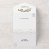 Rustige Olijftak Gold Geometric Lijst Wedding All In One Uitnodiging (Buitenkant)