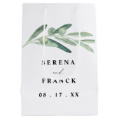 Rustige Olive Branch Wedding Favor Gift Bags Medium Cadeauzakje (Achterkant)