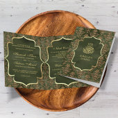 Rustige Olive Green Gold Damask Muslim Wedding